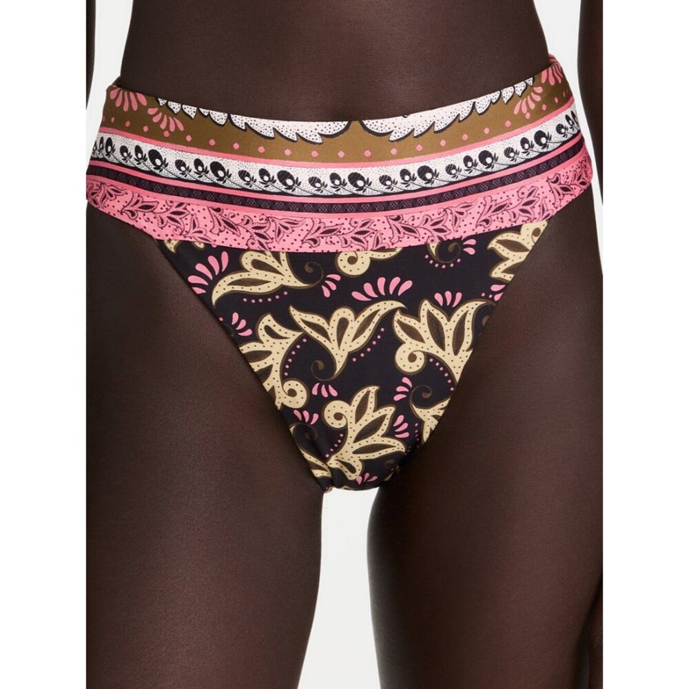 Agua Bendita Lilith Bikini Swim Bottom Antiq Size XS Pink Black High Waisted